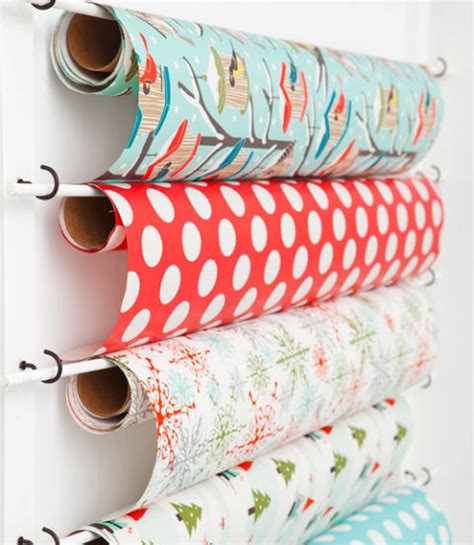 Hanging gift wrapping paper storage organizer bag double sided multiple front and back pockets organize your gift wrap, gift bags bows ribbons 40x17 fits long 40 inch rolls clear pvc bag (red) 4.7 out of 5 stars 672. 33 Ways To Organize Your Gift Wrapping Essentials