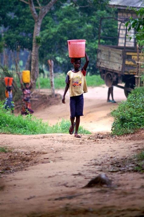 Free Picture Girl Carries Bucket Water Morning