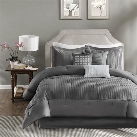 Shop Madison Park Curtis 7 Piece King Size Comforter Set In Grey As Is