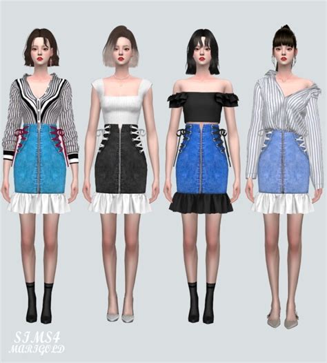 Lace Up Midi Skirts 5v At Marigold Sims 4 Updates