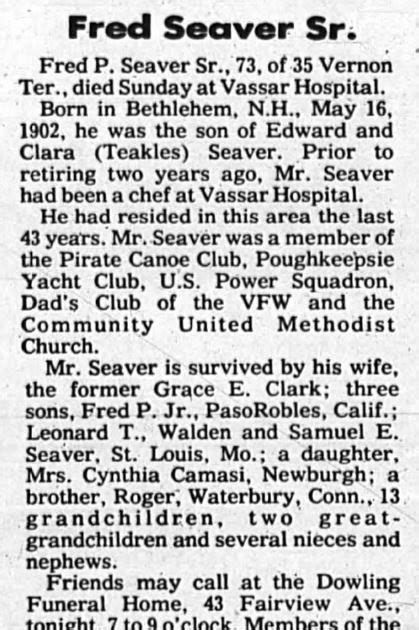 Genea Musings Seavers In The News Fred P Seaver Sr Dies In