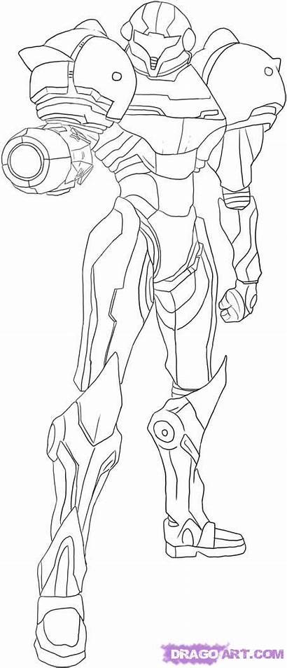 Samus Metroid Coloring Colouring Draw Armor Aran
