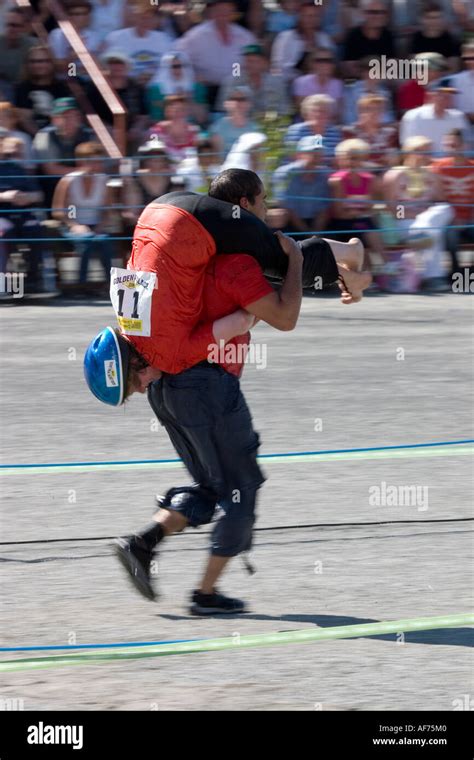 Wife Carrying World Championships At Sonkajärvi Finland Stock Photo