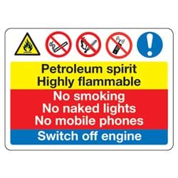 Petroleum Spirit Highly Flammable Multi Sign Directa UK Ltd