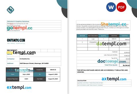 Self Employed Invoice Template In Word And Pdf Format Gotempl