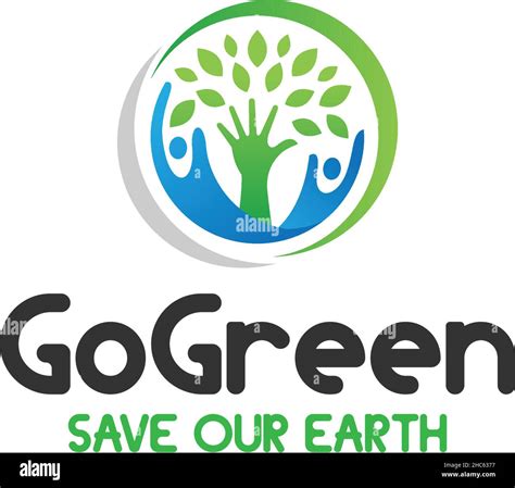 Modern Colorful Gogreen Save Our Earth Logo Design Stock Vector Image