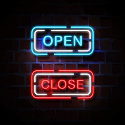 Premium Vector Open And Close Neon Style Sign Illustration