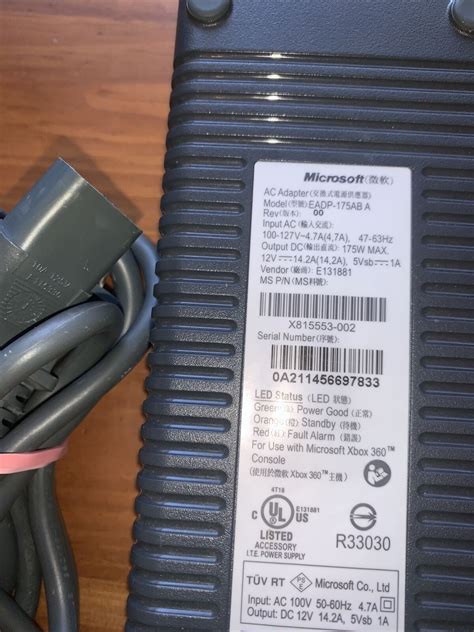 Genuine Microsoft Oem Xbox 360 175w Power Supply Brick Ac Adapter Eadp