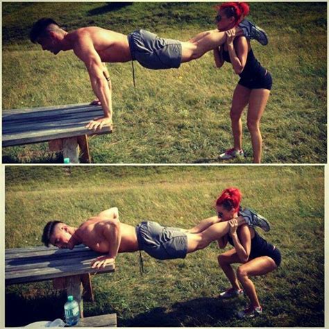 fitness buddy couple push up squats partner workout workout fit couples