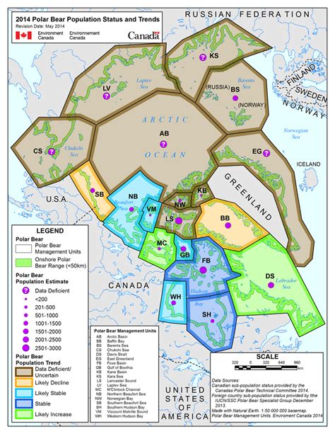 Maps Of Sub Populations Of Polar Bears And Protected Areas Canadaca