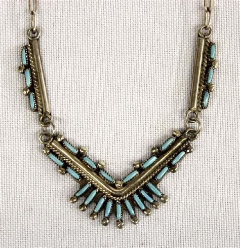Zuni Sterling Needlepoint Turquoise Necklace May 07 2017 Desert