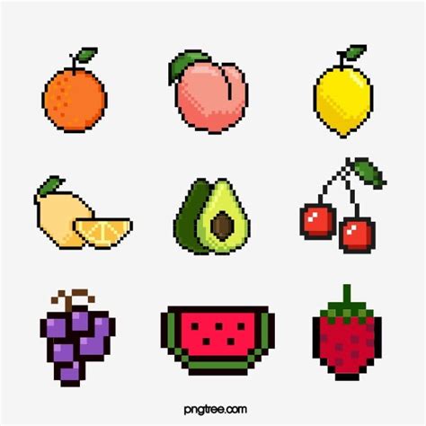 Element Mozaiki Różnych Owoców Pikseli Wiatr Piksel Cytrynowy