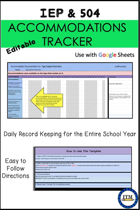 Iep And 504 Accommodations Tracker Iep Individual Education Plan