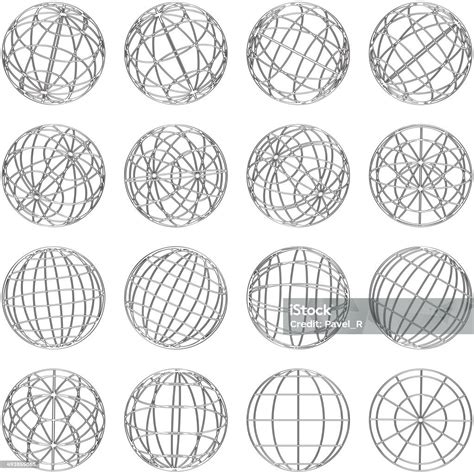 Set Of Abstract Globes Vector Illustration Stock Illustration