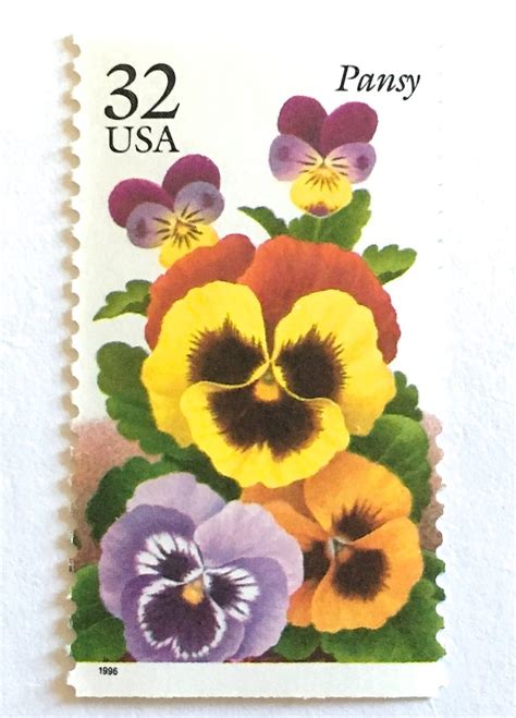 10 Vintage Pansy Postage Stamps Unused Flower Pansies Etsy
