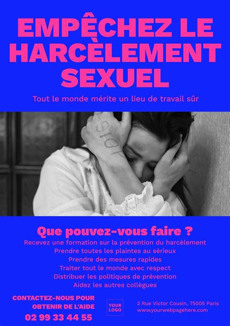 Affiches Personnalis Es Sur Le Lieu De Travail Et Sur Le Harc Lement Sexuel