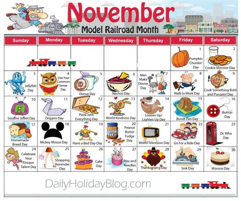 New November Holidays Calendar Free Download Every Day Is A Reason To