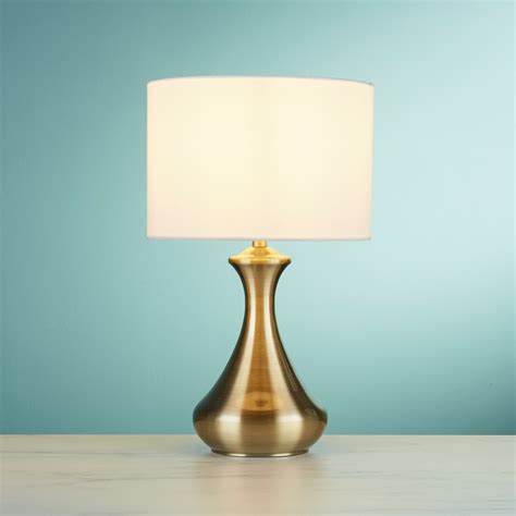 Searchlight Touch Lamp, Antique Brass/Cream | Leekes