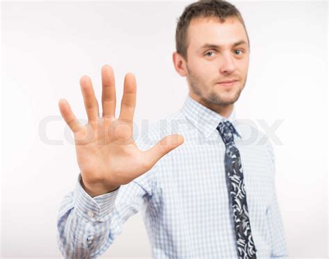 Man Showing Hand Gestures Stock Image Colourbox