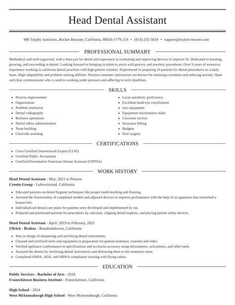 Dental Assistant Objective For Resume Dental Assistant Resume Sample Template Skills
