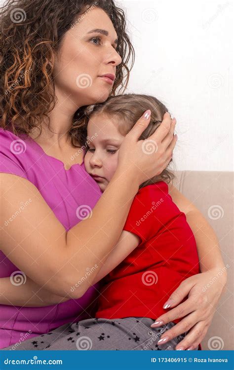 Shot Of Mom Hugging A Little Daughter With Love Stock Image Image Of Women White 173406915