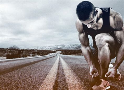 Hit The Road A Man Prepares To Run Running Free Stock Photo By