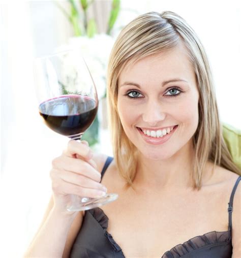 premium photo bright woman drinking red wine