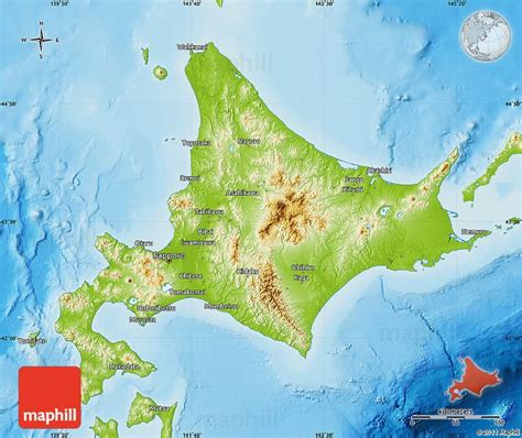 The tsugaru strait separates hokkaido from honshu. Physical Map of Hokkaido | Japan map, Physical map, Map