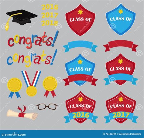 Set Of Design Elements For Diploma Graduation Stock Vector