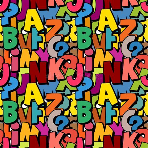 Seamless Alphabet Pattern Made Of Colorful Overlay Abc Character Stock