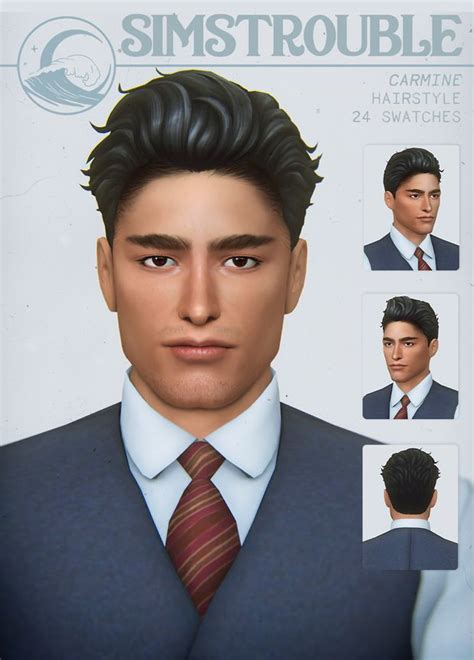 Carmine By Simstrouble Patreon Sims 4 Hair Male Sims Hair Mens