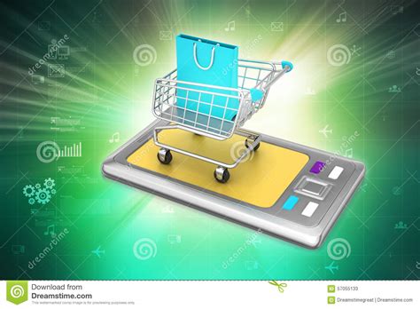 Smart Phone In Shopping Trolley Stock Illustration Illustration Of