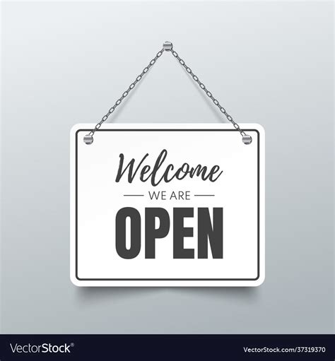 Welcome We Are Open Signboard Royalty Free Vector Image