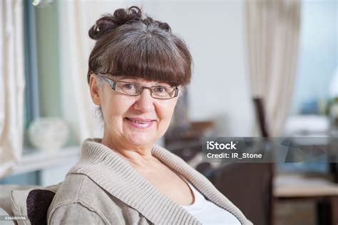 Pension Age Good Looking Woman Portrait Stock Photo Download Image