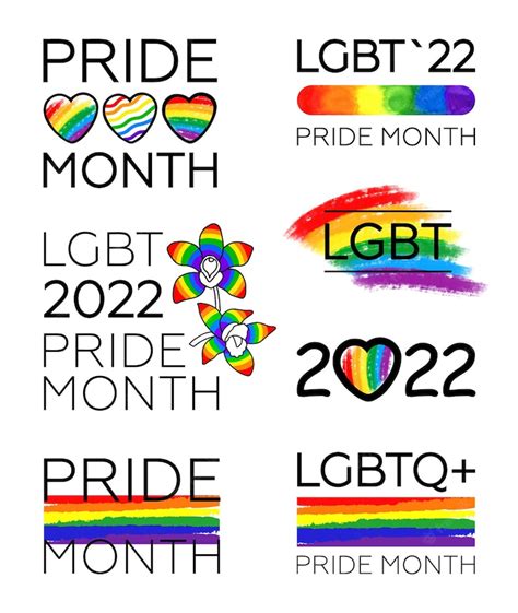 premium vector big set of lgbt pride month 2022 lgbt flag brush stroke logos symbols and stickers