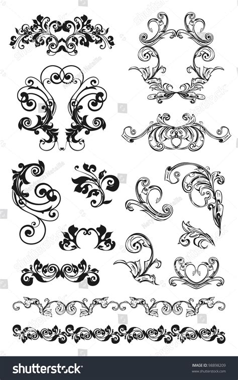 Calligraphic Design Set Bitmap Copy Stock Illustration 98898209