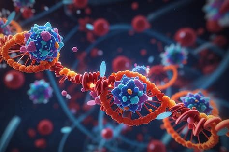 Premium Ai Image 3d Virus Cells Attacking A Dna Strand