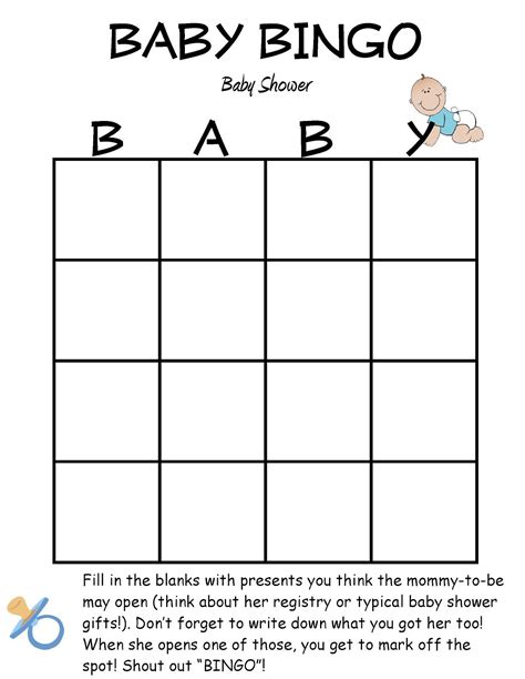 Baby Shower Bingo Free Printable