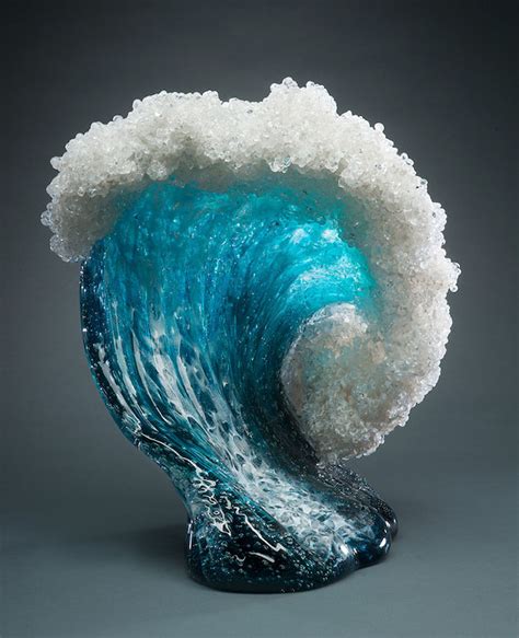 Glass Vases And Sculptures Showing Nature Beauty Of Ocean Wave