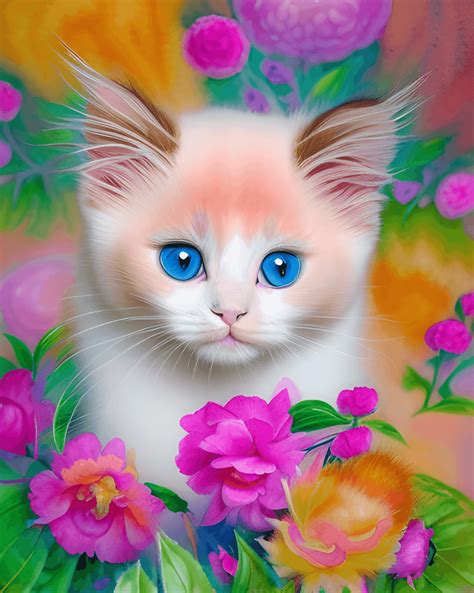 Intricately Beautiful Cute Watercolor Siamese Ragdoll Kitten · Creative