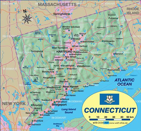 Connecticut On Us Map Detailed Administrative Map Of Connecticut