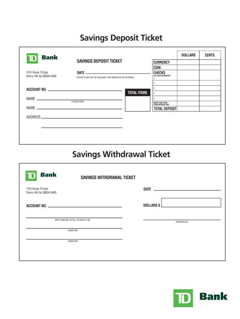 Td Bank Deposit Slip Fill Online Printable Fillable Blank Pdffiller