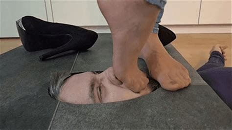Madame Marissa Face In The Floor Under Nylon Feet