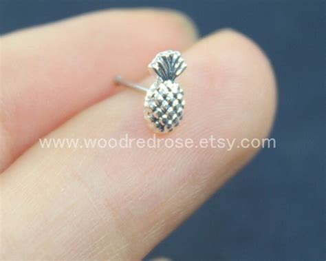 Simple Cute Gold Pineapple Nose Ring Studs Silver Pineapple Etsy