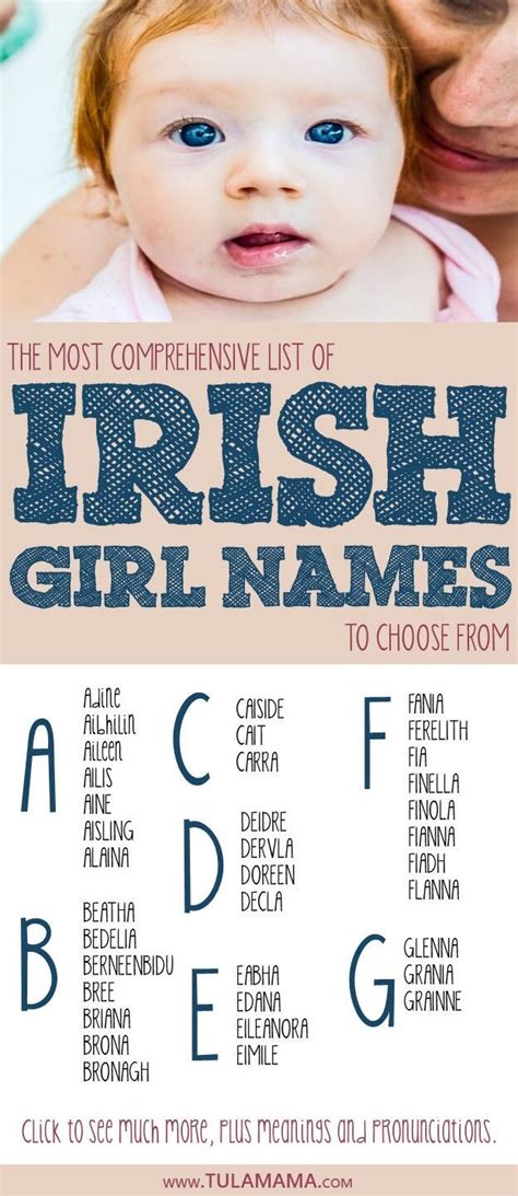 A Woman Holding A Baby In Her Arms With The Words Irish Girl Names Below It