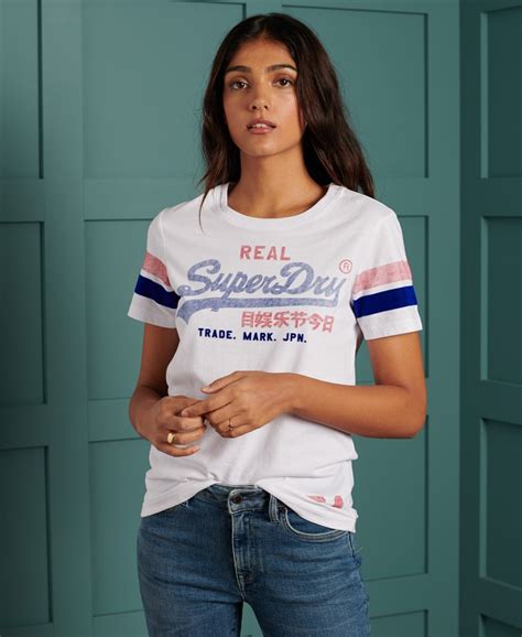 Superdry T Shirt Varsity Vintage Logo T Shirts Pour Femme