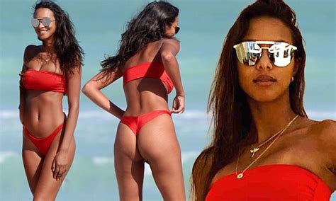 Lais Ribeiro Flaunts Figure In Red Bikini In Miami Daily Mail Online