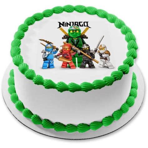 Ninjago Logo Kai Zane Cole Jay Lloyd Edible Cake Topper Image 8 In