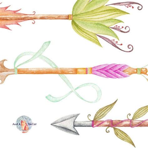 Arrows Watercolor Clipart Hand Painted Elements Feather Etsy Uk