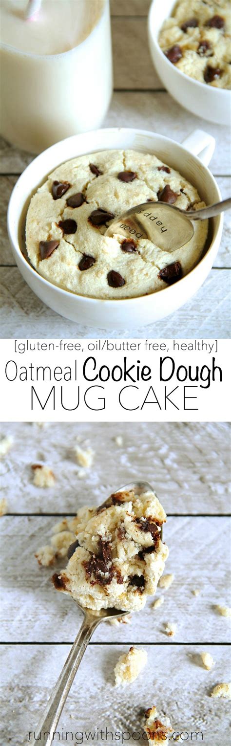 Can't get enough of this peanut butter cookie mug cake recipe? Oatmeal Cookie Dough Mug Cake | running with spoons